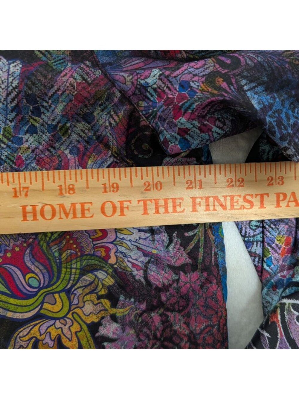 John Mark Mixed Print Satin Sz M Long Slv Button Blouse Tunic Artsy - Picture 9 of 11